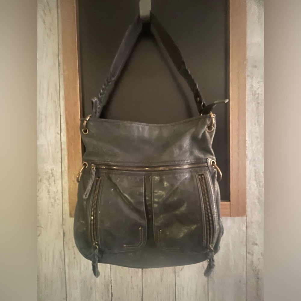 The SAK slate gray crossbody purse